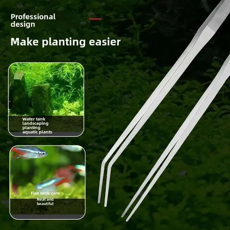 Stainless Steel Aquarium Tweezers Pliers Fish Tank Plant Aquascape Tools Straight Curved Forceps Clip Aquatic Feeding Tongs