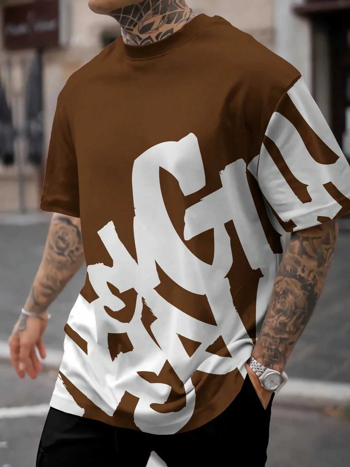 3D printed summer mens casual short sleeved T-shirt made of polyester fiber comfortable and breathable retro printed short sleeved shirtT250318