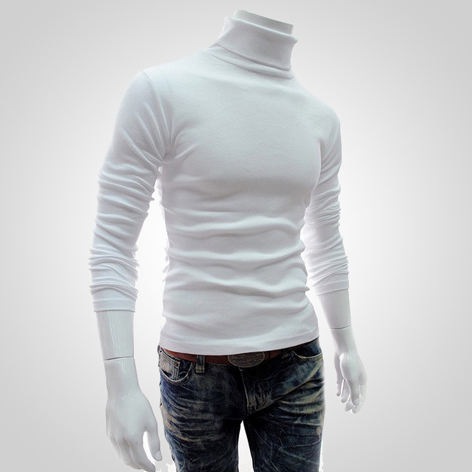 CNLONGBIDA Men's Sweaters Cotton Spandex Material LARGE Elastic Turtleneck Pullover Sweaters, Slim Fit Long Sleeve Knitted Casual Sweatshirts cle