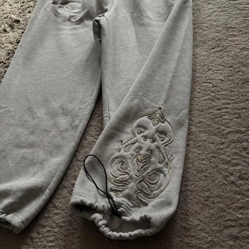 Y2K Double Waist Jogging Pants Poker Embroidery Pattern Sagging Pants Men Women Goth Hip Hop Streetwear Unisex Baggy Sweatpants W250318