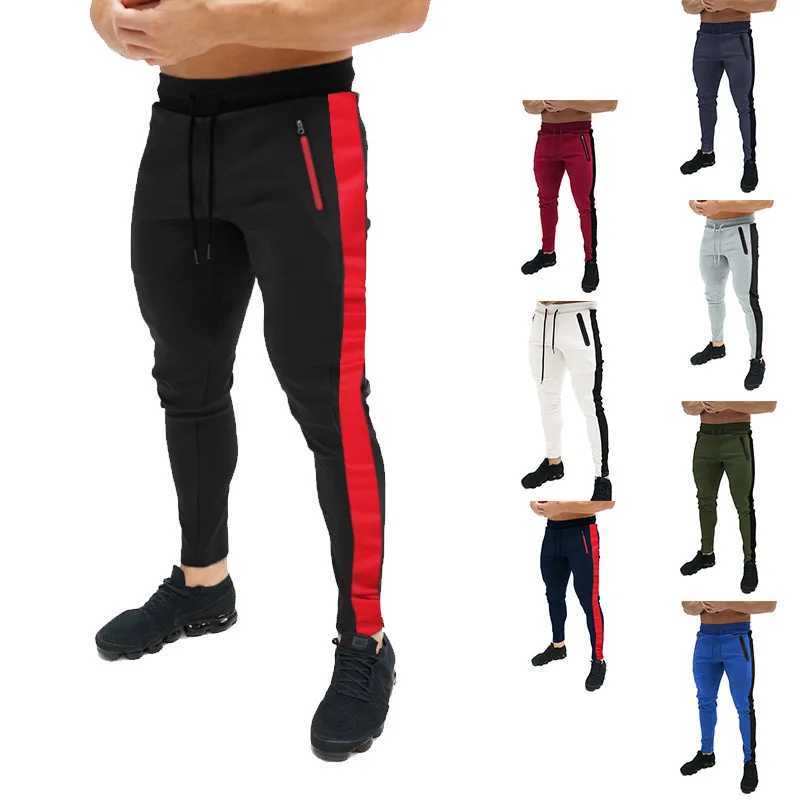 2025 New Men Bodybuilding Pants Autumn Spring Sweatpants Casual Solid Slim Harajuku Style Trousers Drawstring Full Length Pants W250318