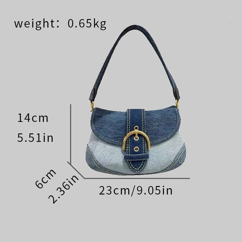 Denim Handbags For Women Design Canvas Splicing Pattern Handbag 2024 Fashion Trend Envelope Underarm Bag