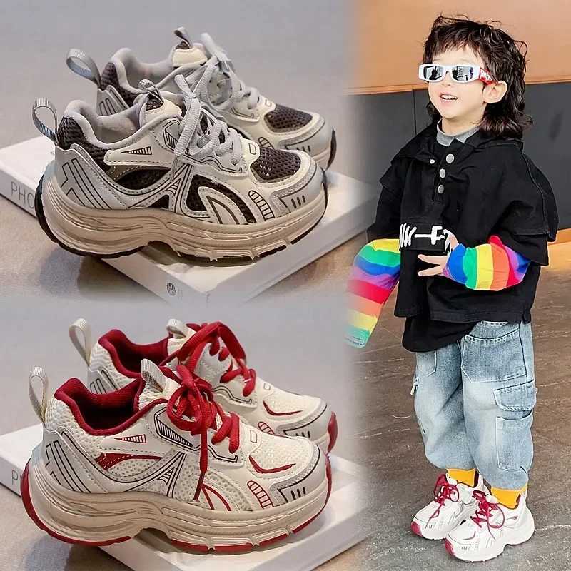 Childrens sports shoes mesh breathable boys and girls running shoes hook and loop 2025 new fashion childrens sports shoes thick soft sole trendXJ25031