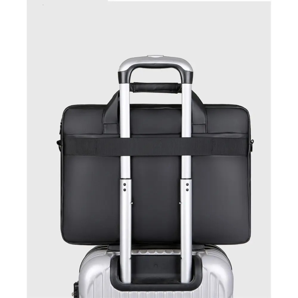 Mens briefcase business bag leather shoulder messenger bag waterproof office handbag 15 inch laptop bag 250317