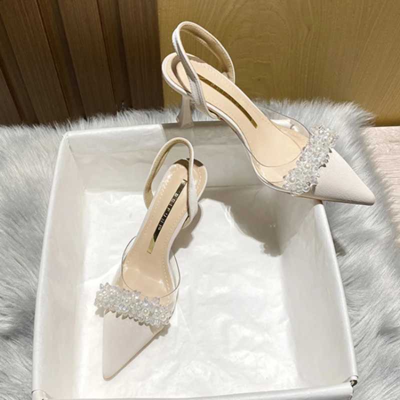 Wen Slingback High H Summer Luxury Sandals Wen Designers Elegant Pointed Toe High Heel Sandals Transparent Party Shoes Y250317