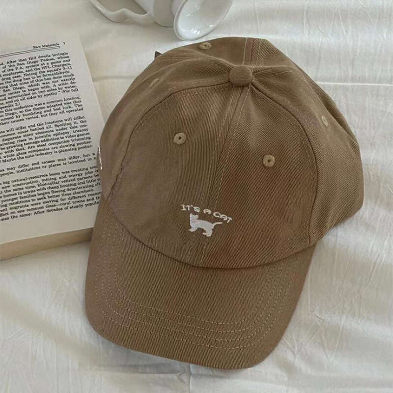 Kitten Embroidery Spring/Summer Korean Ins Style Soft Top Baseball for Men and Women, Elegant Curved Eaves Sunshade Duck Tongue Hat