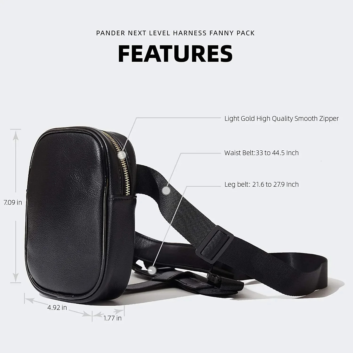 Trendy Stylish Black Women Waist Leg Belt Leather Cool Girl Bag Fanny Pack for Outdoor Hiking Motorcycle 250314