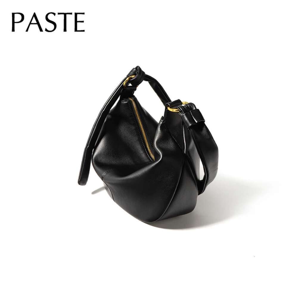 Simple Tie A Knot To Adjust Lenght Of Strap Design Nappa Split Leather Women Shoulder Black High Quality Lady Crossbody Bag