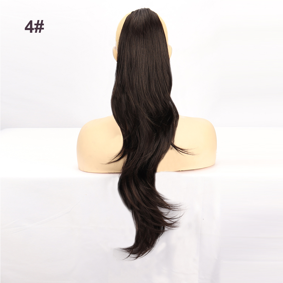 Ponytail Extensions 26 Inch Long Natural Wavy Drawstring Straight Hair Fake Tail Synthetic Hairpiece for Women Daily Use party