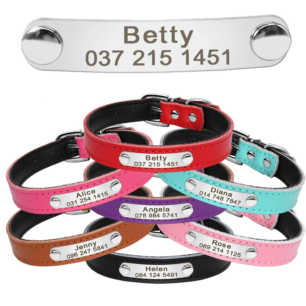 Leather cat collar personalized suitable for puppies pets kittens names no carving adjustable 250318