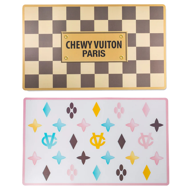 Pet PU Mat Checker Mat Pet Rice Bowl Drink Water Dog Bowl Placemat Waterproof Placemat 2 Colors