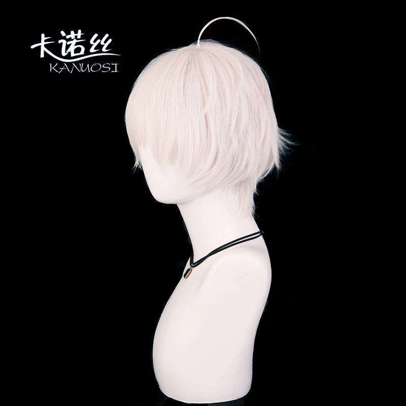 Kano Tokyo Ghoul Kinki Ken Cos Wig Scalp Top Special Tone Sier White Short Hair