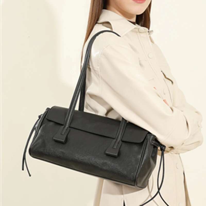Toptrends Cowhide Genuine Leather Underarm Shoulder Bags For Women 2025 Designer Pillow Satchel Tote Work Ladies Handbags