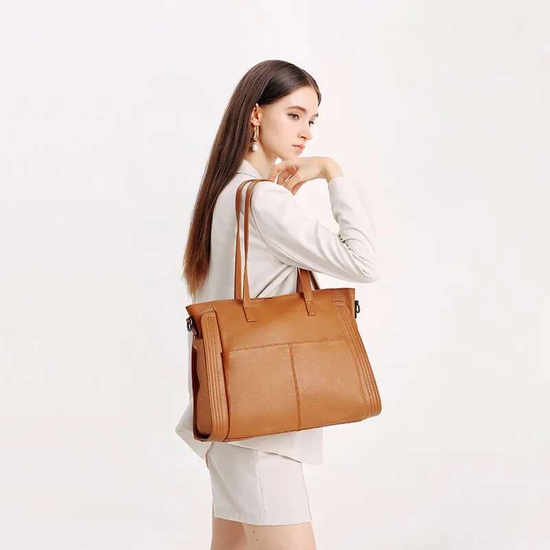 100% Genuine Leather Large Casual Tote Bags For Women 2024 High Quality Classic Handbags Ladies Cowhide Shoulder Messenger Bag