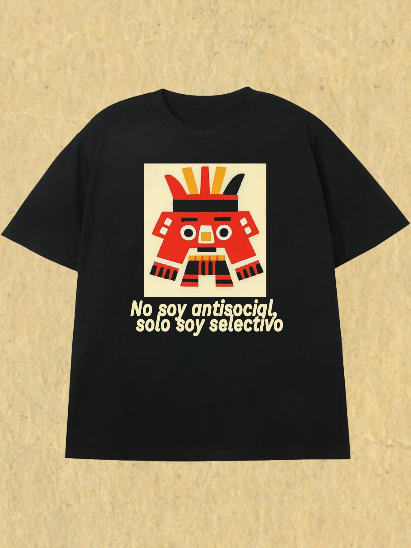 Mens Black Cotton T-shirt - Mexican Style Emotional Slogan Back Printing 250317