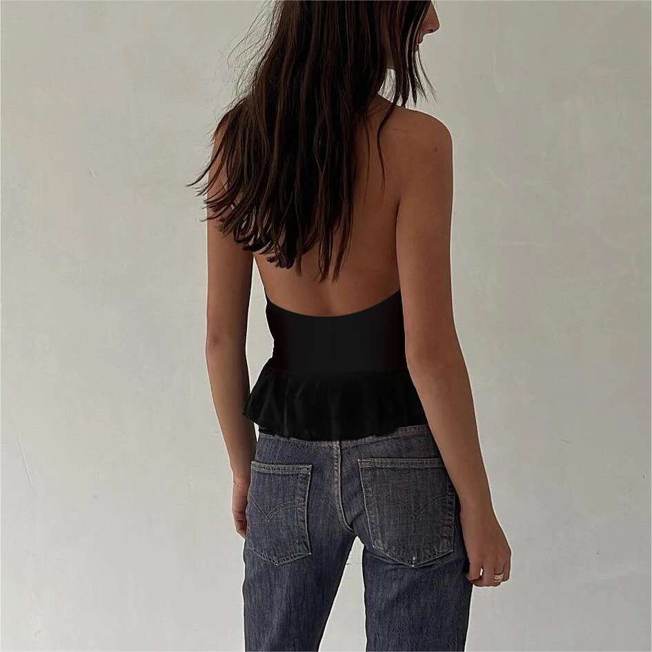 celebrity with Internet spicy girl style sexy hot nail deep V-neck hanging neck backless versatile top vest for women