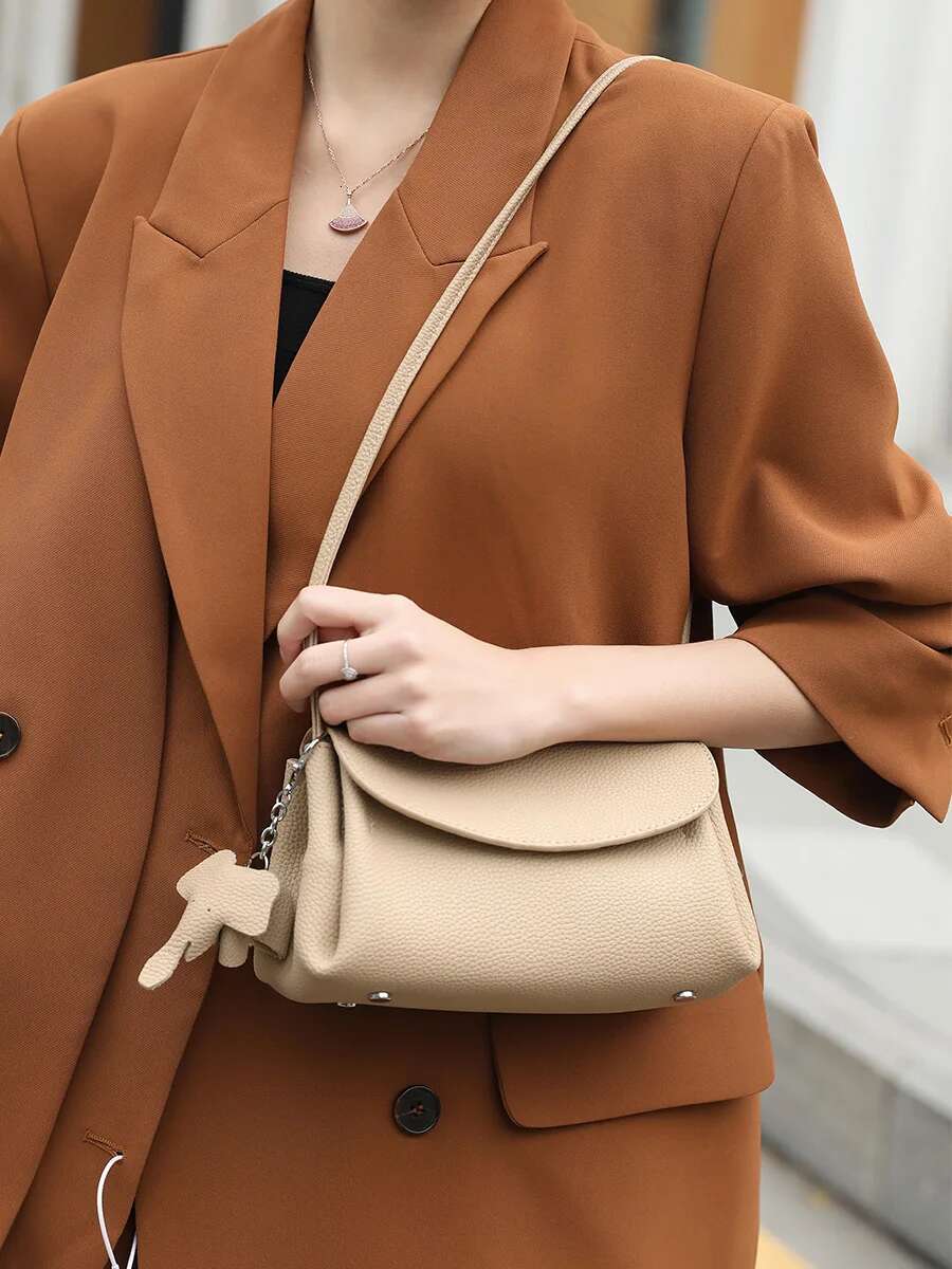 Genuine Leather Women Small Square Bag Female Shoulder Messenger Bags Designer Underarm Handbags And Purses Bolsas Green