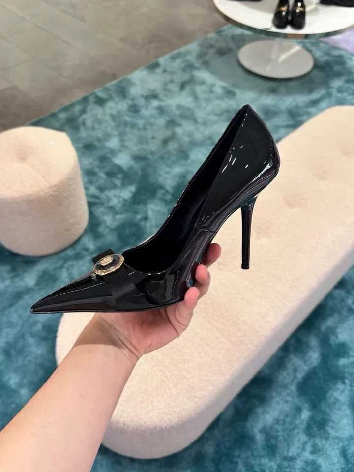 Wens black high heels Wens thin high heels high point white single shoes winter warm womens shoes Y250317