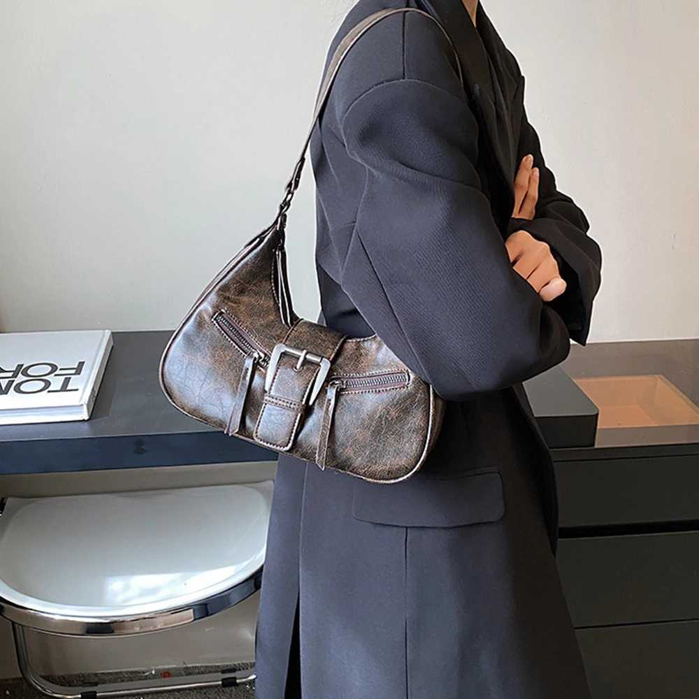 belt design PU leather wens shoder bag Y2K small wens armpit crossbody bag and handbag-ll Y250318