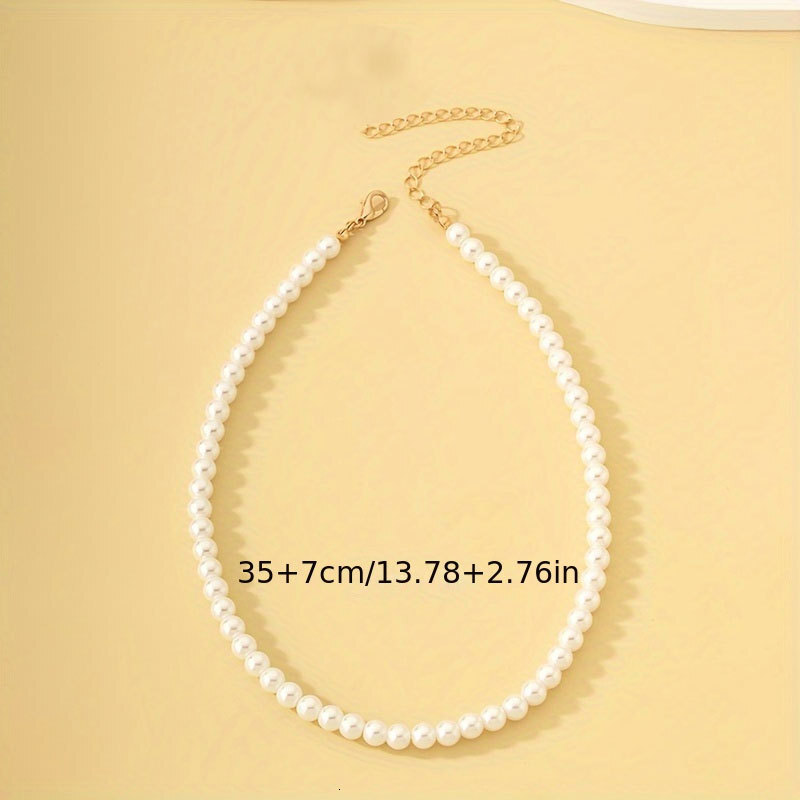 6mm Imitation Pearl Necklace Female Highlighter Artificial Pearl Choker Collarbone Chain Jewelry for Women