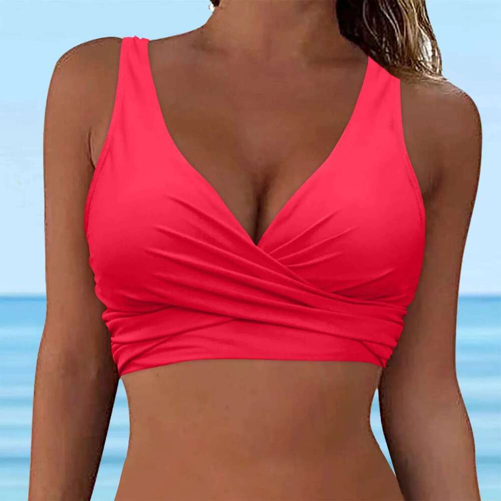 Complete bikini top, push up swimsuit top, short tie, back, women's lace up swimsuit, sports bra, 2024 trend