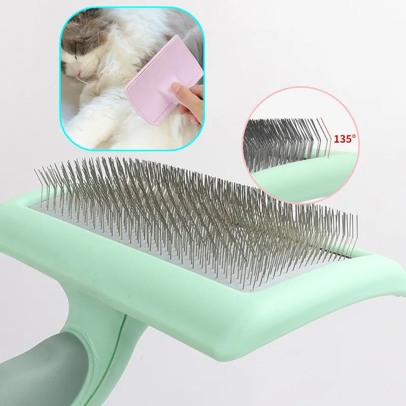 Dog Brush Stainless Steel Comb Massage Beauty Pet Hair Removal Cleaning Tool Soft Handle Cat 250318