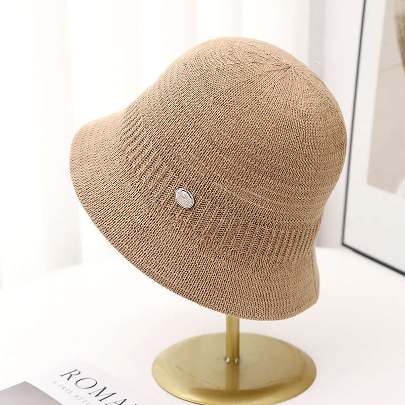2024 New Women's Casual Fashion Sunshade Striped Hollow Bucket Thin Soft Breathable Knitted Hat