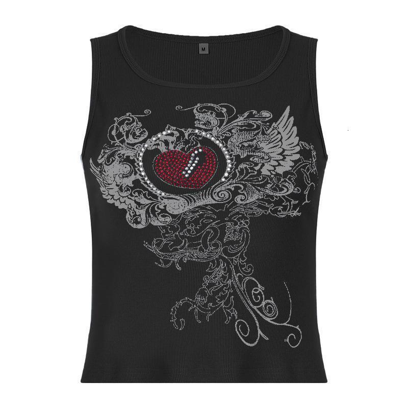 Summer Women's Personalized Hot Stamping Print Tight Round Neck Vest Sports Base Top