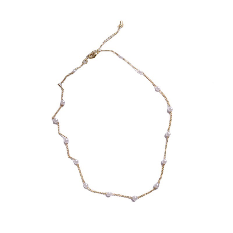 Ins Hot Pearl Chain Necklace Women Light Luxury Everything Temperament Collarbone Chain Choker Accessories