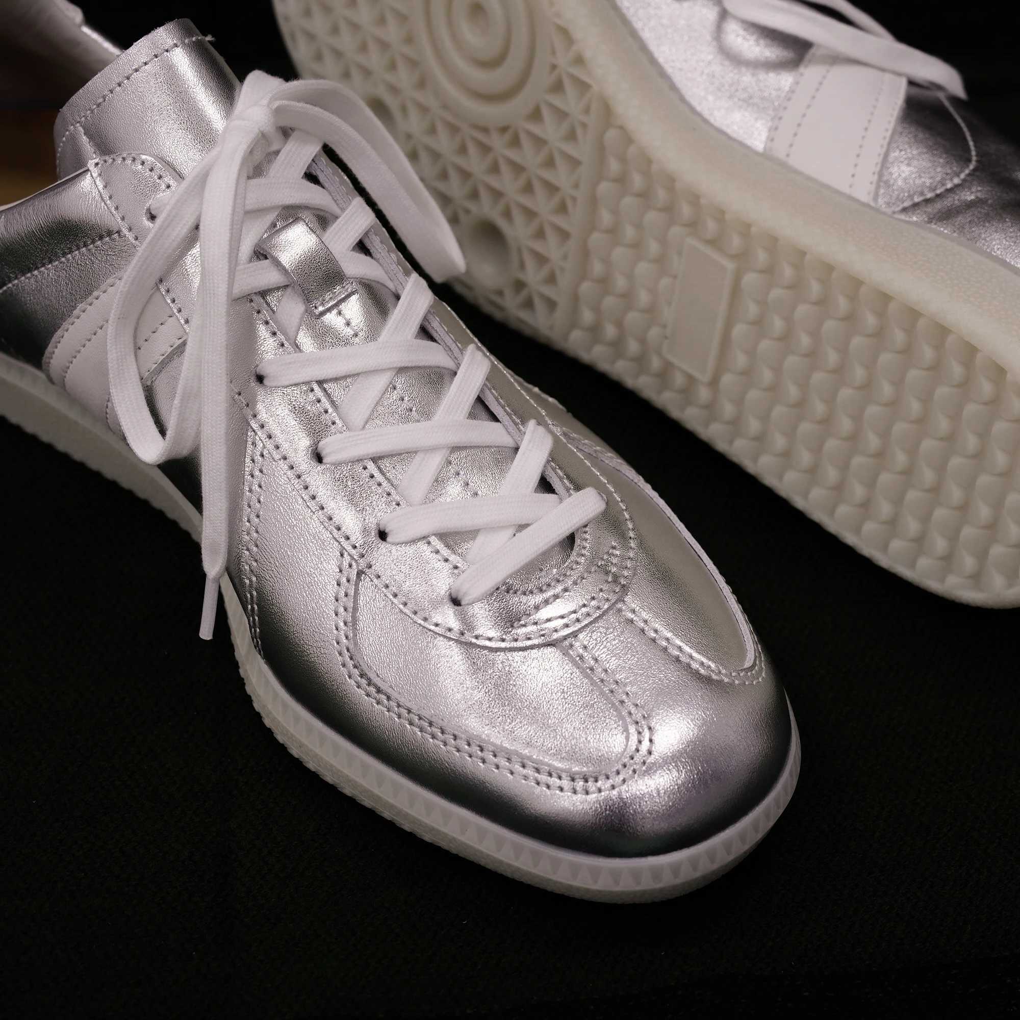 German Military Trainer Shoes Sier Shiny Sneakers GAT Genuine Leather Rof Stlye Shoes for Men Vintage M Simplicity Y250318
