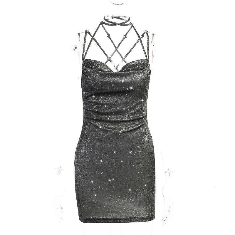 Women's Swimsuit Tight Dress Jy22286 Knitted Open Back Suspended Dress 2024 Summer Women's Fashion Sexy Short Wrapped Hip Skirt