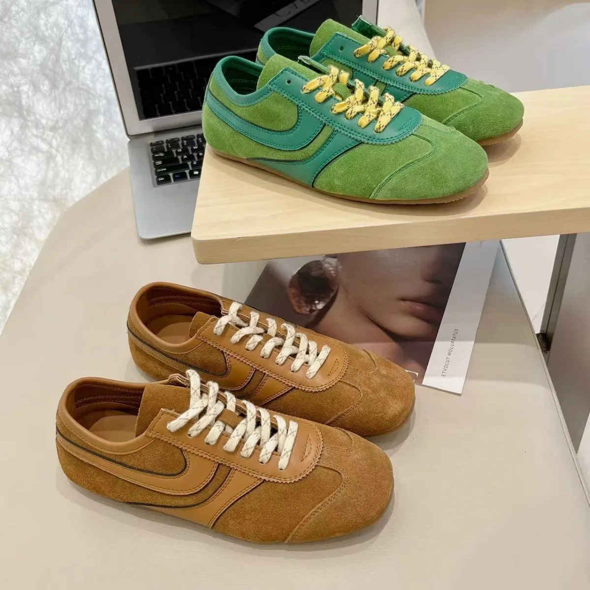 Womens Sneakers Genuine Leather Ladies Moral Training Shoes Casual Spring Flat Shoes Women 250318