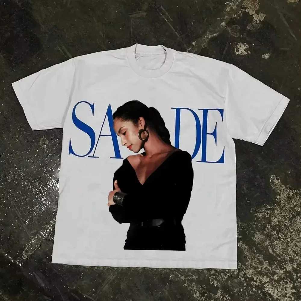 Retro Sade Adu printed graphic 100% pure cotton T-shirt for women Y2K summer short sleeved retro oversized T-shirt for womens topXJ250318