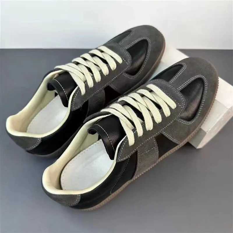 German Training Shoes Mens Spring Leather Lace-up Sports Casual Small White Soft Sold Sneakers Outdoor Fitness Running Boots Y250318