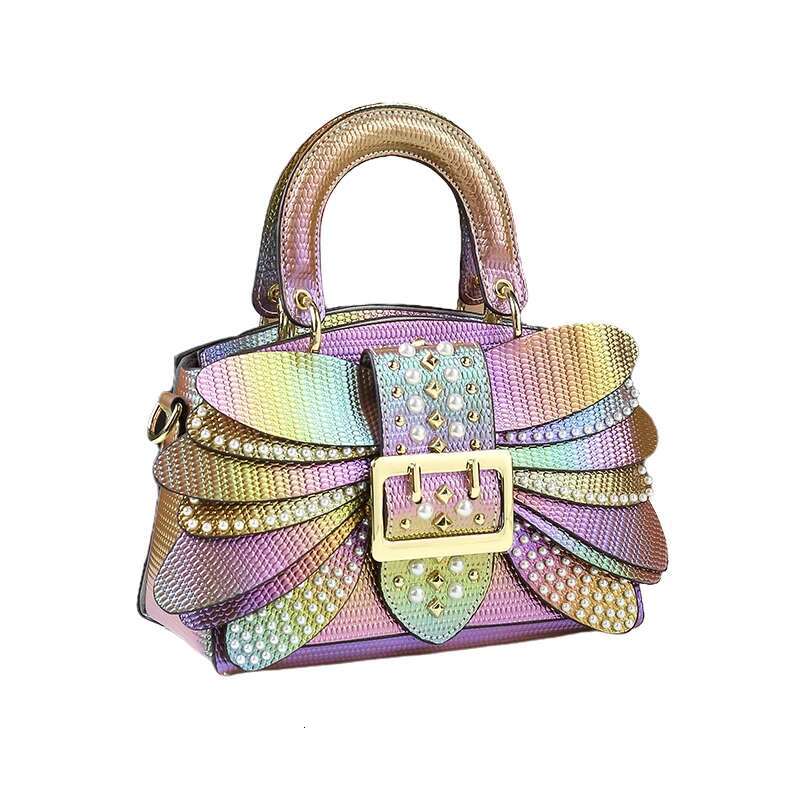 2024 New Pearl Riveted Wings Women Real Leather Stylish Bag Temperament Shoulder Messenger Bags