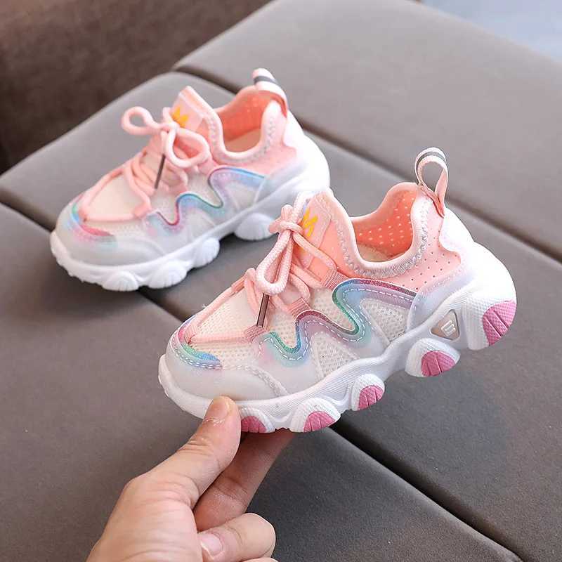 2022 breathable childrens boys sports shoes elastic fabric fashionable baby running shoes pink school girls sports shoes sports shoes sports shoesXJ25
