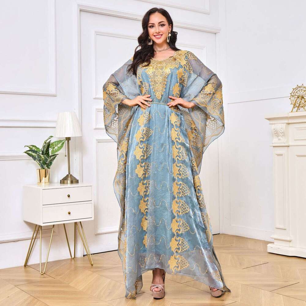 Mt041 Moroccan Muslim Robe Embroidered Bead Banquet Two Piece Set Dress