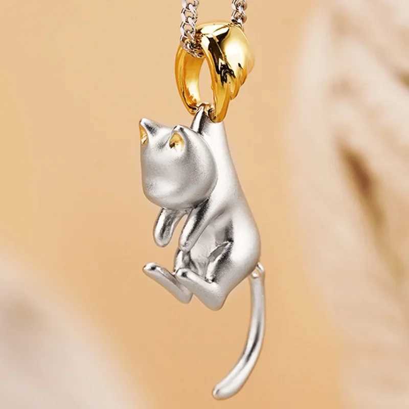 Fashion Simple Scrub Cat Necklaces For Women Holiday Gift Cartoon Cute Animal Pendant Sweater Chain Jewelry For Girl Accessories W250318
