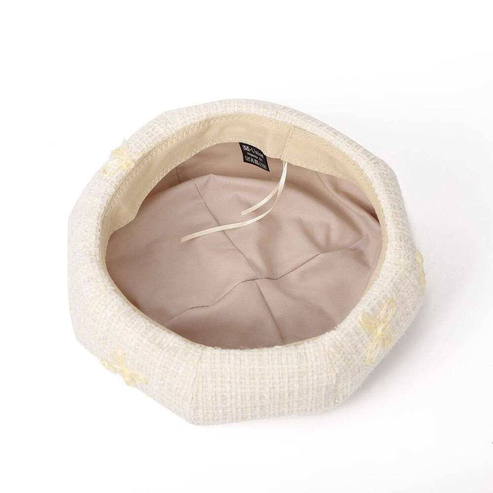 Korean Fashion Embroidered wer Beret Women's Autumn and Winter New Style Celebrity Fragrance Warm Plaid Painter Hat