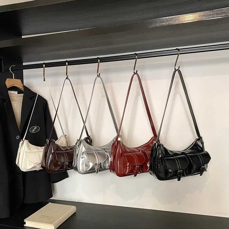 LEFTSIDE small PU leather double pocket cross body bag suitable for Wen 2025 Y2K womens shoe bag and womens designer handbag Y250318