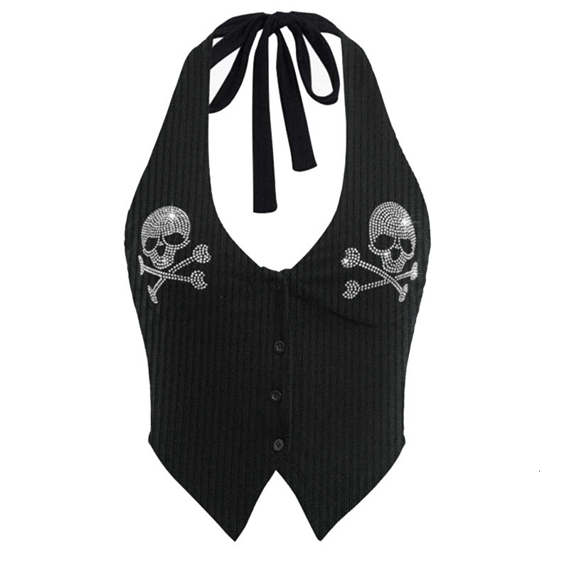 Sexy Button Up Neck Top, Street Fashion, Spicy Girl, Slim Fit, Versatile Vest For Women