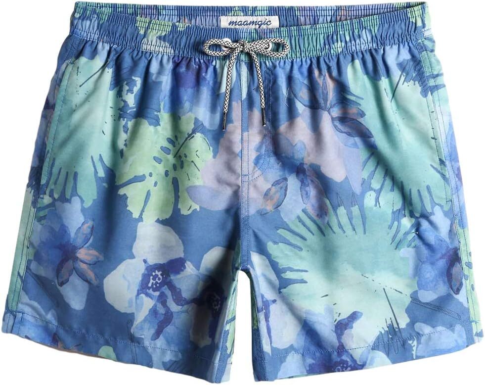 Mens Swim Trunks 5" Quick Dry Beach Shorts Bathing Suits with Mesh Lining Pockets