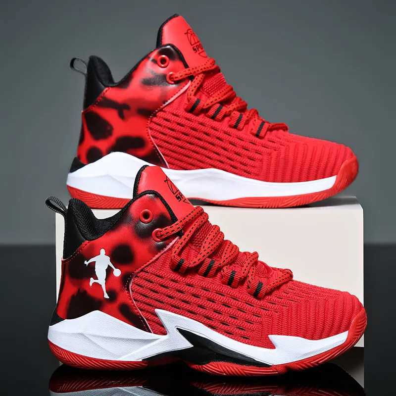 Red Boys Basketball Shoes Breathable Mesh Childrens Coach Platform Comfortable Sports Shoes Girls Top Sports Shoes Zapatillas NinoXJ250318