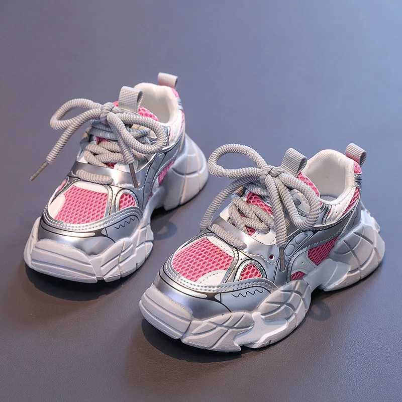 Boys Girls Sneakers Air Mesh Breathable Kids Sports Shoes Thick Soft Sole 2025 New Fashion Children Running Shoes Non-slip Trend W250318
