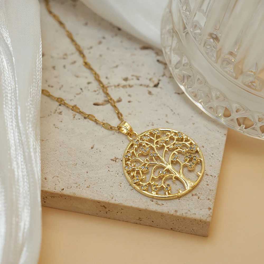 LATS stainless steel lamp luxury lifestyle tree full zirconia necklace suitable for womens exquisite Kravik chain fashion jewelry gifts W250318