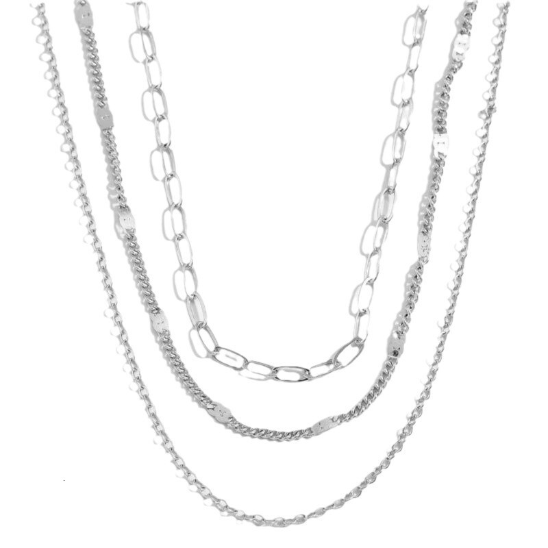 Three Layers With Cross Chain Necklace Women Light Luxury Retro Thin Chain Multi-layer Jewelry