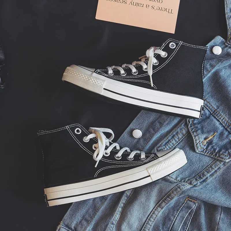Mens classic canvas shoes childrens solid color high top sports shoes soft shoes anti slip lace casual walking board shoes Y250318