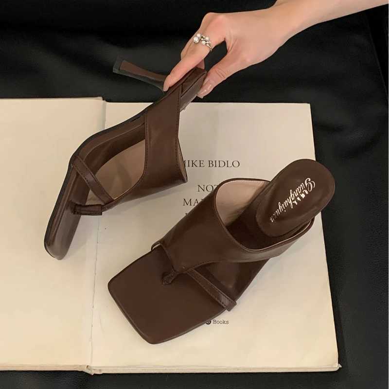 SUOJIALUN Summer New Brand Wen Slipper Fi Slip Open Toe Slip Flip Flop Shoes Thin High Heel Outdoor Pumps Sandals Y250317