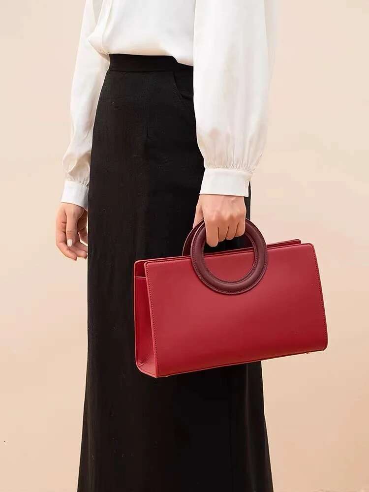 High Quality Textured Leather Sexy Red Color Tote Fashion Women's Handbag Lady Purse Shoulder Messenger Wedding Bag
