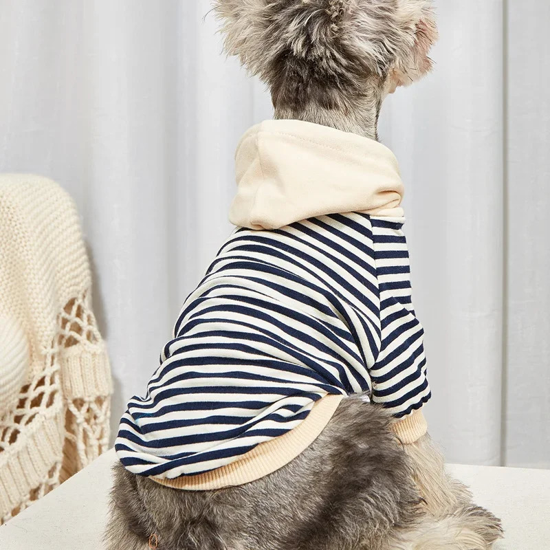 Pet Clothing French Bulldog Winter Warm Coat Striped Hoodie Dog Jacket Cat Chihuahua Small and Medium 250318